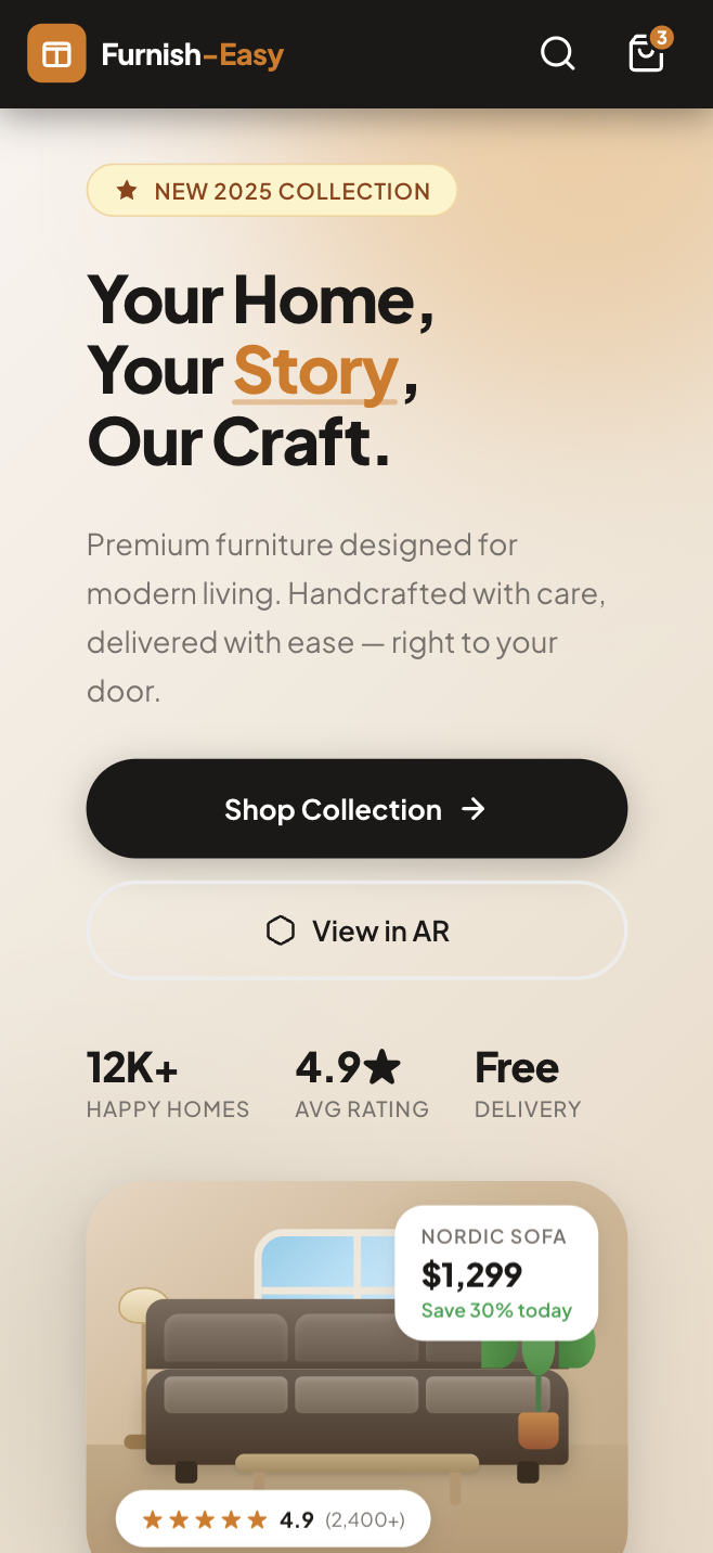 Furnish Easy — mobile-first furniture e-commerce